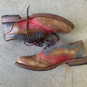 Bed Stu Brown and Red Flats with Artisanal Craftsmanship